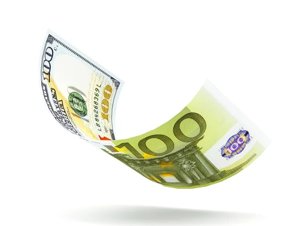 Euro banknot üzerinde beyaz — Stok fotoğraf