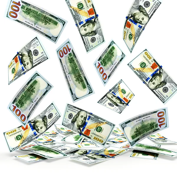 Dolarové bankovky na bílém pozadí — Stock fotografie