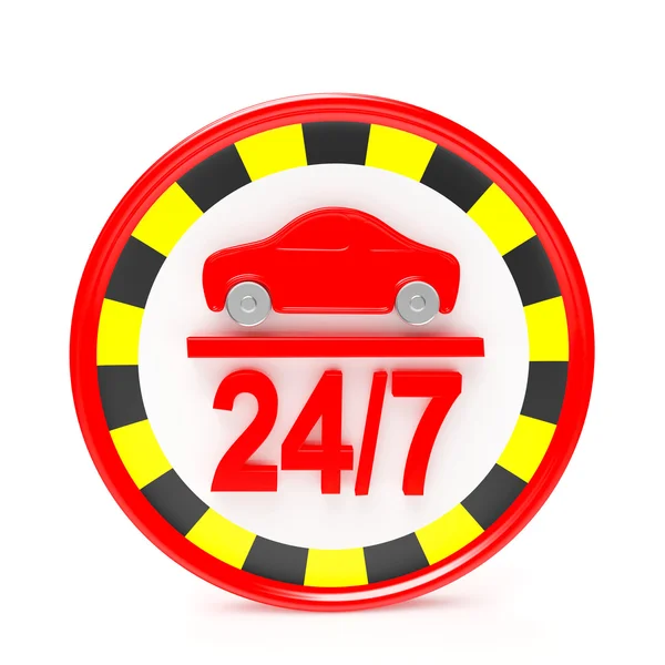 Serwis 24/7 taxi. Okrągły symbol — Zdjęcie stockowe