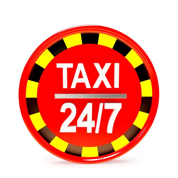 24/7 hizmet taksi. Yuvarlak sembolü — Stok fotoğraf