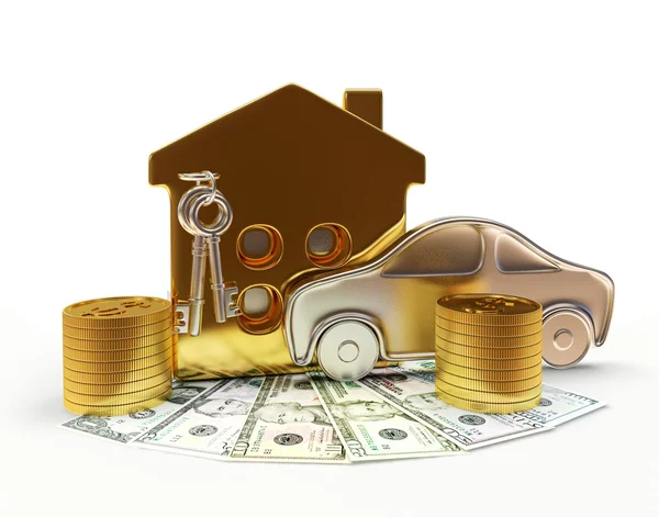 Car, house and money — Stock Photo, Image