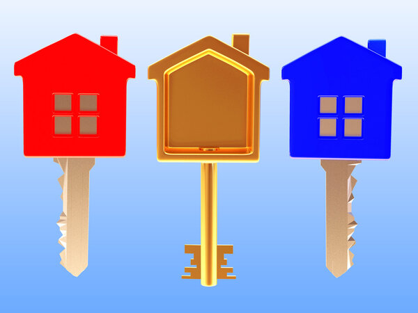Colorful set of three house-shape
