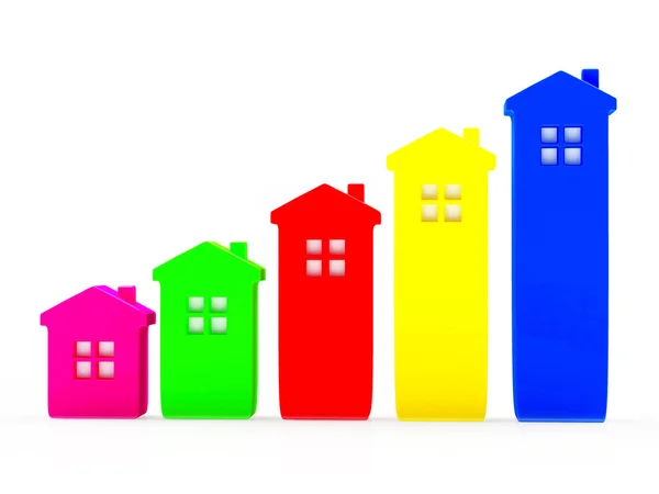 Abstract colorful houses in the form of a graph — Stock Photo, Image