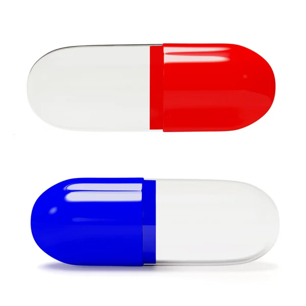 Red and blue  medical capsules — Stock Photo, Image