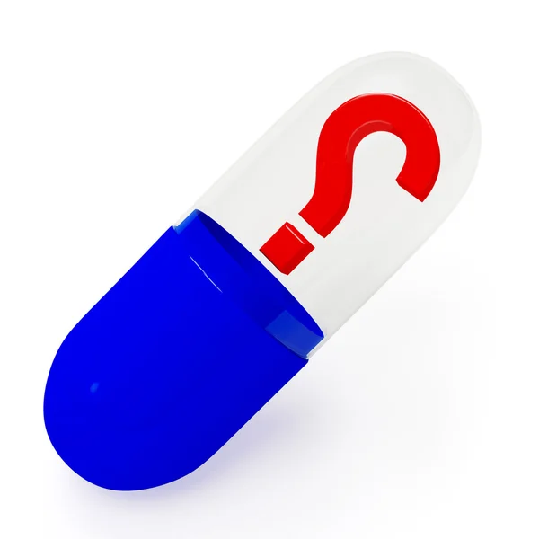 Medical capsule with a question mark — Stock Photo, Image