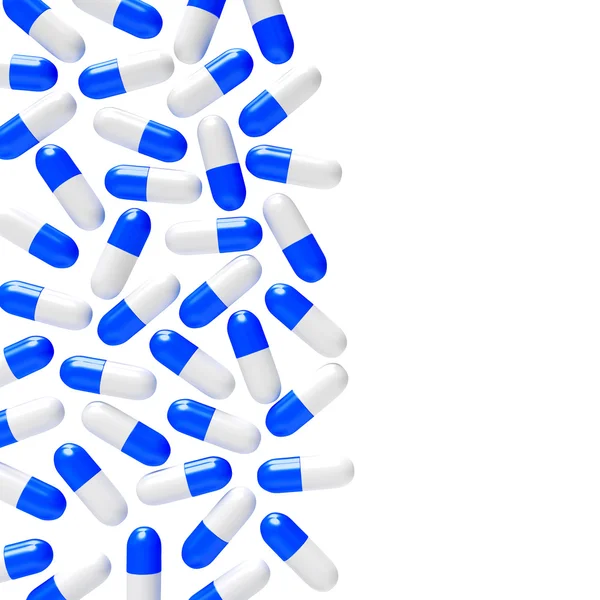 Pílulas azuis em branco — Fotografia de Stock