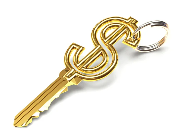 一个美元符号的形式的金钥匙 — 图库照片