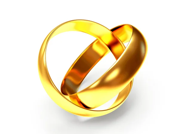 一对闪闪发光的金色结婚戒指 — 图库照片