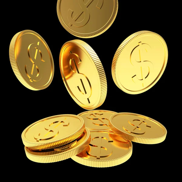 Padající zlaté mince — Stock fotografie