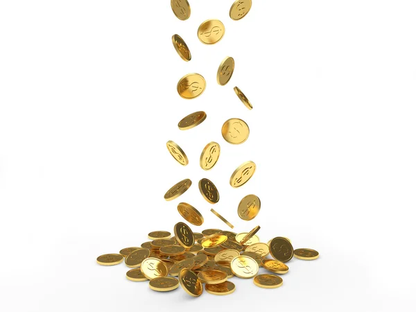 Padající zlaté mince — Stock fotografie