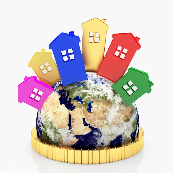 Casas coloridas em diferentes partes do mundo . — Fotografia de Stock