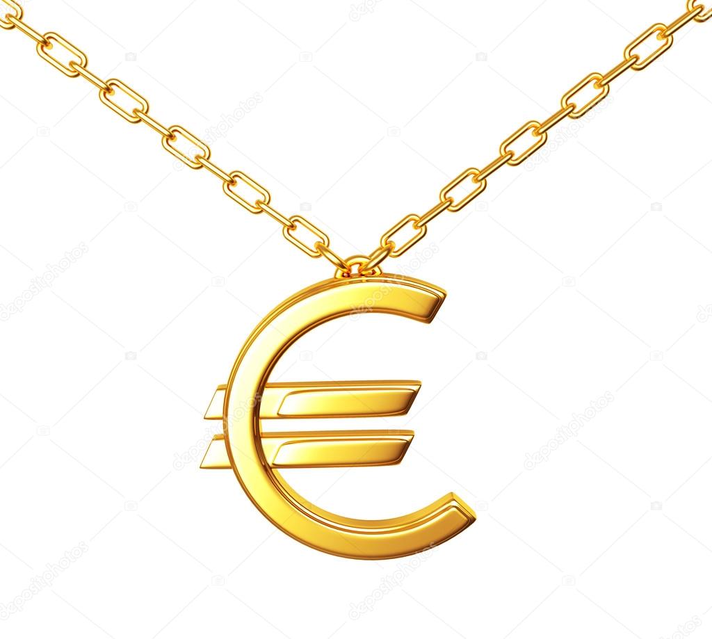 Golden EURO sign on a chain