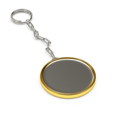 Blank round metal keychain with key ring clipart