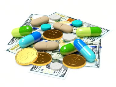 Renkli hapları ve para