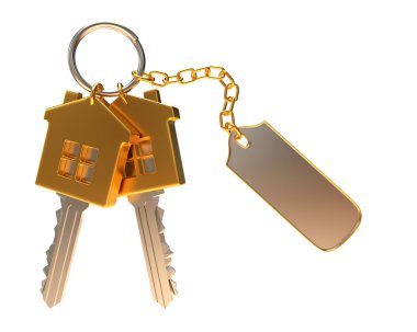 Altın ev-şekil tuşları boş etiket ile demet