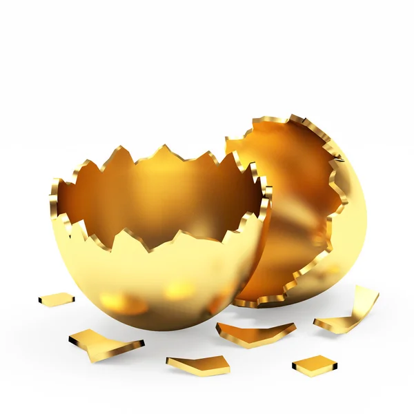 Зламане золоте великоднє яйце — стокове фото