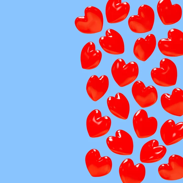 Красные сердца на синем с пробелами для текста — стоковое фото