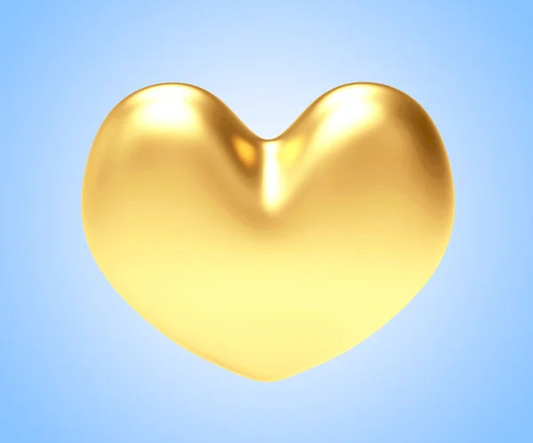 Cuore d'oro su blu — Foto Stock