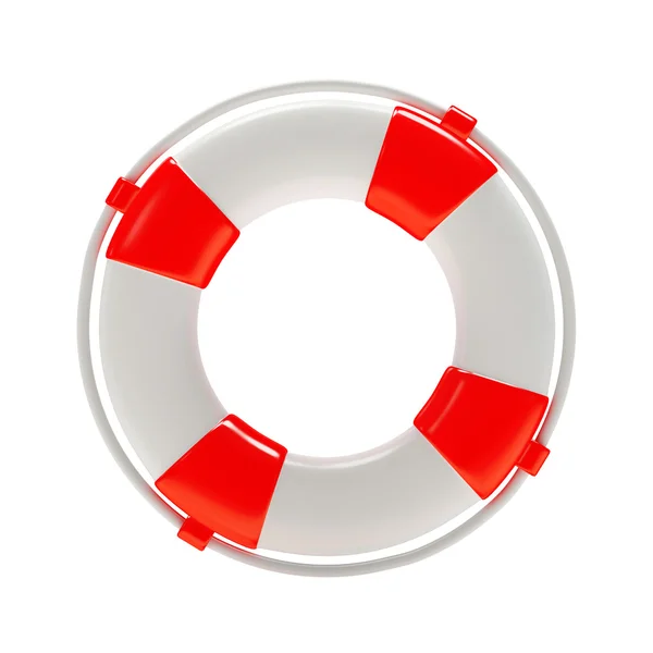 Boia salva-vidas vermelho em branco — Fotografia de Stock