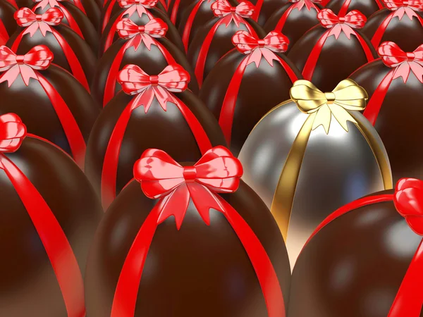Ovos de Páscoa de chocolate com uma prata entre — Fotografia de Stock