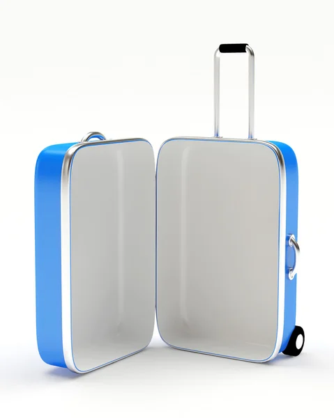 Open empty blue suitcase — Stock Photo, Image