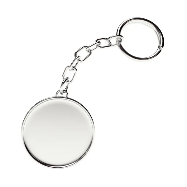 Blank round metal key chain with key ring — Stock Photo, Image