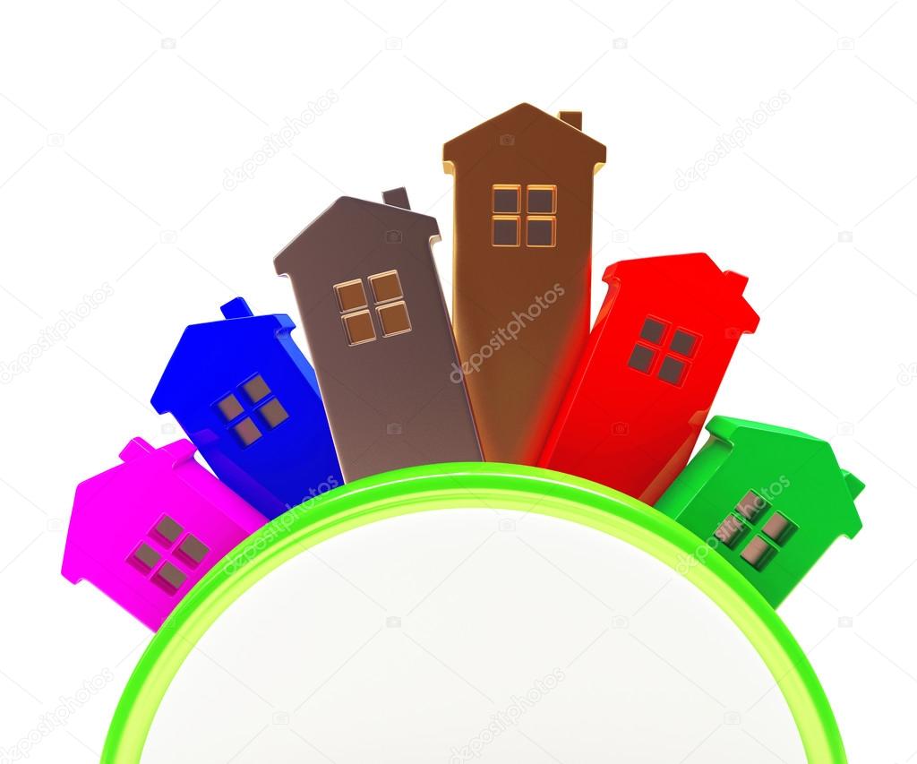 Real estate concept. Abstract colorful houses with space for text