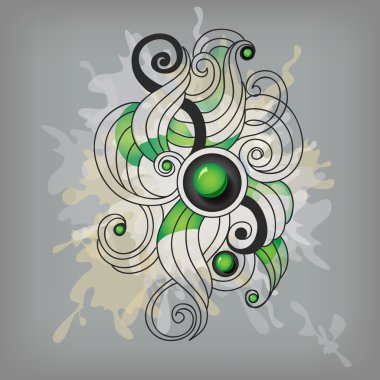 Bükülmüş şekiller ve açıkları ile güzel dekoratif unsur. Bohem desen. Vektör sanat.