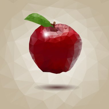 Kırmızı elma çokgenler ile. Poligonal grafik. Vektör çizim portre