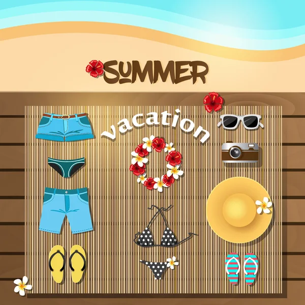 Icons for the summer holidays. Summer vacation. — Stock Vector