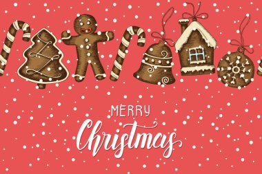 Elle çizilmiş Noel eşyaları ve el yapımı 