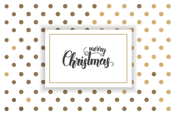 Christmas poster with hand made trendy lettering "Merry Christmas" and golden dots. New Year. Sketch. Banner, flyer, brochure. Vector background for holidays, postcards, websites