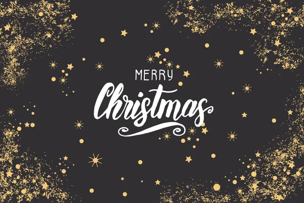 Kerst Poster Met Hand Gemaakt Trendy Belettering Merry Christmas Gouden — Stockvector