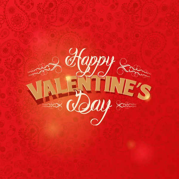 Fondo Festivo Para San Valentín Con Inscripción Patrón Paisley Rojo — Vector de stock