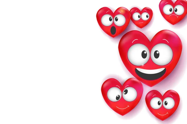 Dia Dos Namorados Fundo Com Amor Emoji Branco Coração Engraçado — Vetor de Stock