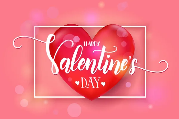 手描きの愛ラインアートシンボルとパターン上の3D赤の心と蛇紋岩とバレンタインの一日の背景 スケッチ 手作り手紙ハッピーバレンタインデー — ストックベクタ