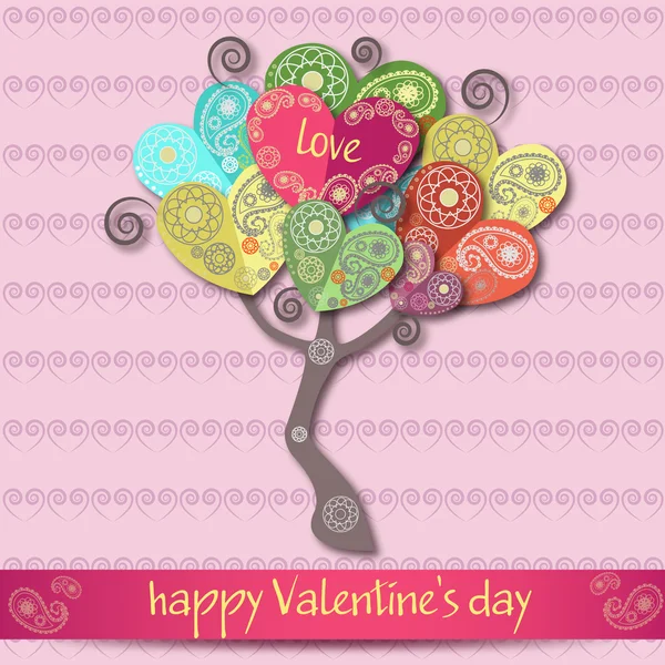 Árbol de amor Día de San Valentín — Archivo Imágenes Vectoriales