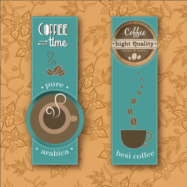 Zwei Banner zum Thema Kaffee im Vintage-Stil — Stockvektor