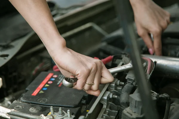 Woman Hand with wrench.