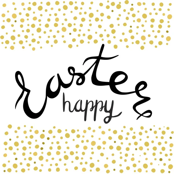 Mutlu Paskalya yazı. Paskalya harflerle siyah renkler. Paskalya tatili logo yazı daveti veya kartları için. Paskalya vektör yazı ile altın noktalar. Mutlu Paskalya afiş. 