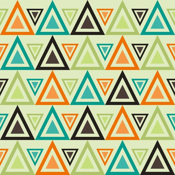 Бесшовный ретро-рисунок с треугольниками. Геометрический фон в старинных цветах. Бесконечная текстура может быть использована для печати на ткани и бумаге . — стоковый вектор