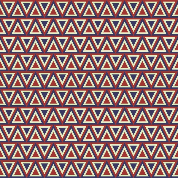 与三角形的无缝模式。在蓝色和红色的颜色的几何背景。无休止的纹理可以用于织物和纸张上打印. — 图库矢量图片