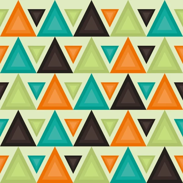 Motif rétro avec triangles. Fond géométrique sans couture aux couleurs vintage. peut être utilisé pour l'impression sur tissu et papier . — Image vectorielle