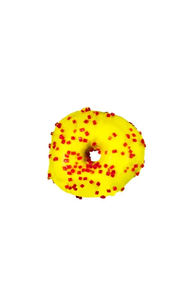 Donut amarillo aislado, primer plano, vista superior — Foto de Stock