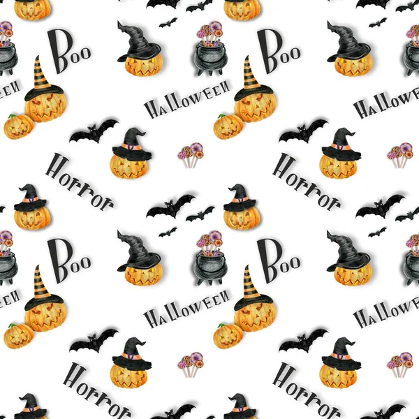 Halloween sem costura padrão com um morcego. Para imprimir tecido, papel de parede, embalagem, papel de embrulho, cartões de felicitações e convites — Fotografia de Stock