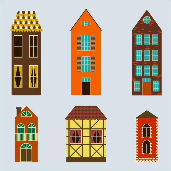 Uppsättning av europeisk stad abstrakt byggnaderna — Stock vektor