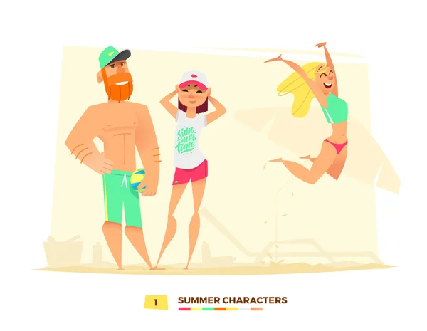 Des personnages d'été. Temps de jouer — Image vectorielle