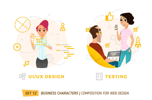 Бизнес-персонажи в кругах
