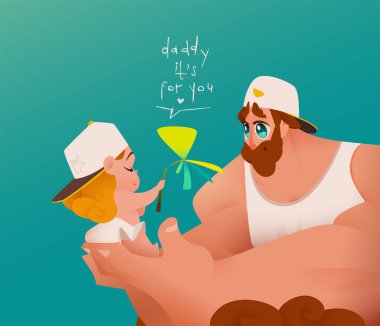 Kız ve Mutlu Ruh halleri olan adam. Babalar Günü.