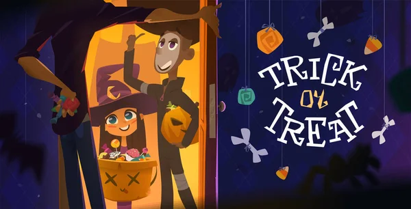 Soirée Halloween Avec Les Enfants Trick Treat Vecteur En Vente